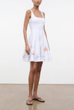 Staud Wells Mini Dress in White Multi Embroidery