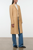Staud Wyatt Leather Coat in Cashew