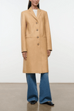 Staud Wyatt Leather Coat in Cashew