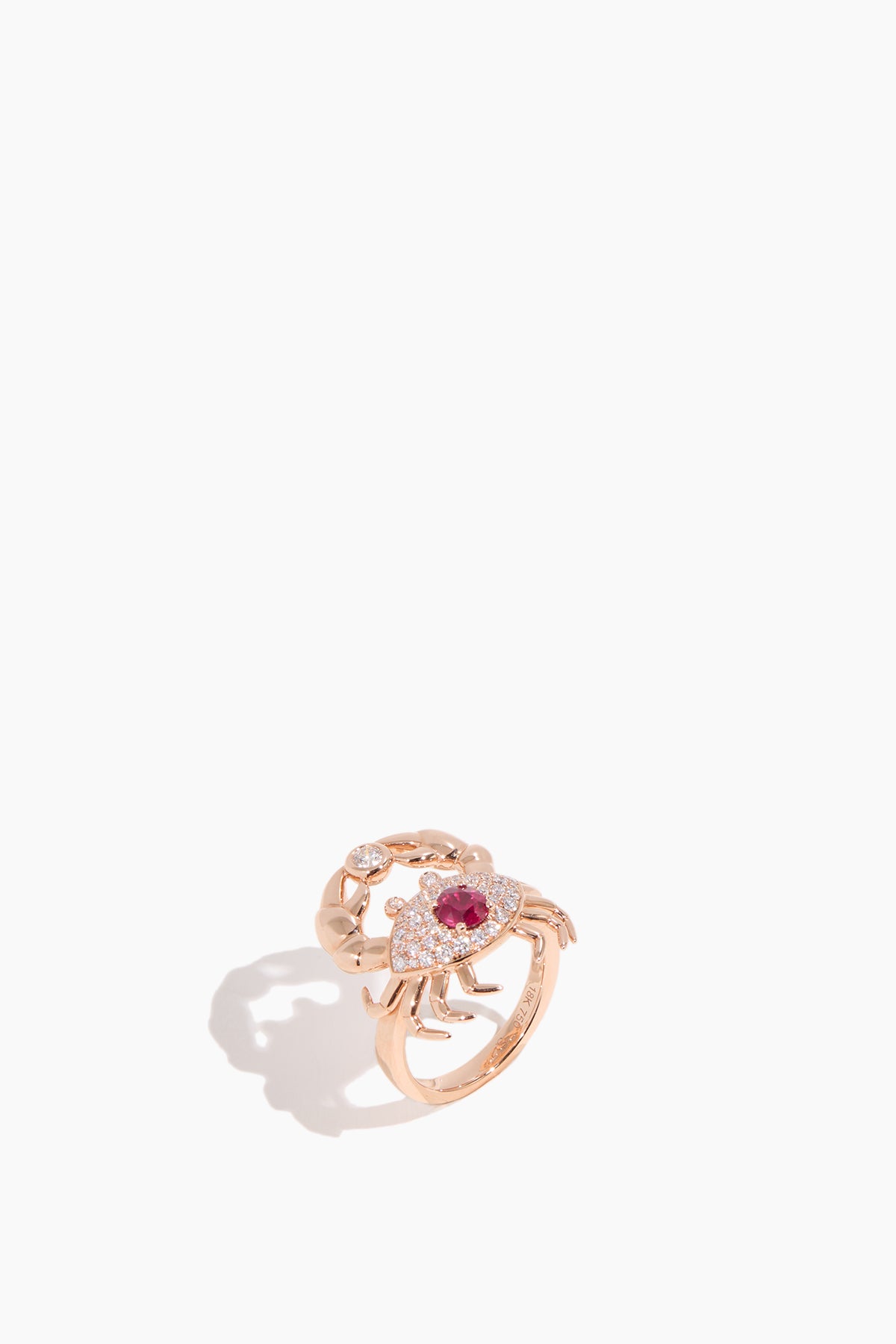 Burmese Ruby Crab Ring in 18k Rose Gold