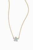Stoned Fine Jewelry Ocean Paraiba Tourmaline Forget-Me-Not Necklace in 18k Yellow Gold