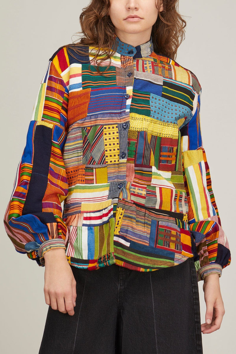 Studio 189 Patchwork Blouson Sleeve Shirt in Multicolor – Hampden