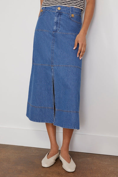 Tanya Taylor Skirts Hudie Skirt in Medium Indigo Blue