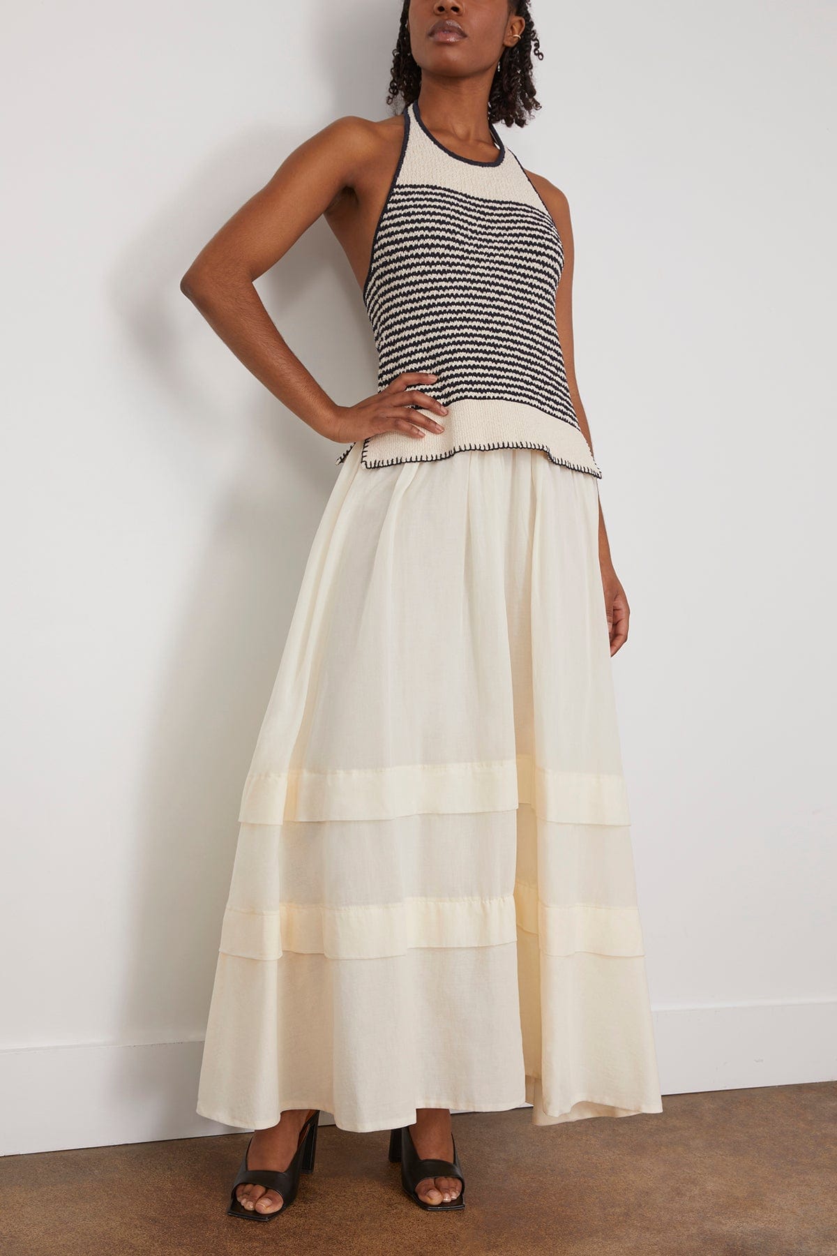 Tanya Taylor Miller Dress in Maritime Blue/Cream (TS) – Hampden Clothing Tanya Taylor Miller Dress in Maritime Blue/Cream (TS) – Hampden Clothing