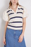 Tanya Taylor Tops Striped Tory Top in Cream/Maritime Blue (TS) Tanya Taylor Striped Tory Top in Cream/Maritime Blue (TS)