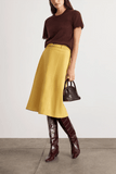 Tanya Taylor Dailey Cashmere T-Shirt with Lace in Deep Redwood