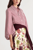 Tanya Taylor Marina Top in Deep Redwood/Optic White
