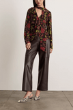 Tanya Taylor Weston Leather Pant in Dark Fig