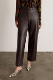 Tanya Taylor Weston Leather Pant in Dark Fig