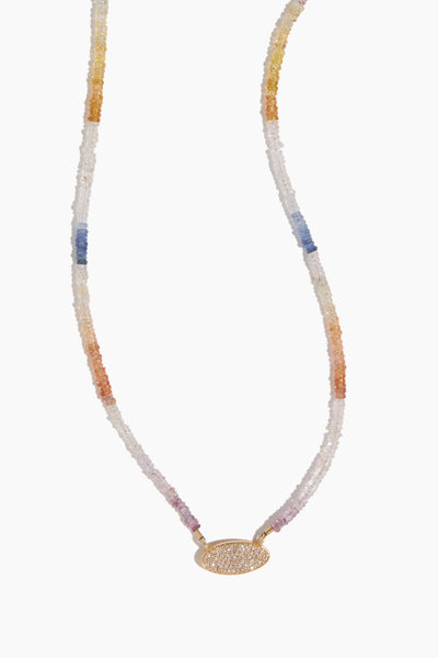 Shaded Sapphire Necklaces with Pave Diamond Disc