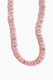 Speckled Opal Heishi Cut Candy Necklace in Pink