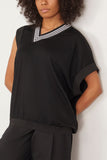 Tibi Tops Wool Jersey Vneck Tennis Vest in Black Tibi Wool Jersey V-Neck Tennis Vest in Black