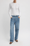Tibi Classic Wash Denim Fischer Jean in Classic Blue
