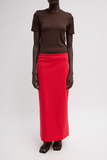 Tibi Compact Knit Pencil Skirt in Red