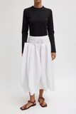 Tibi Compact Poplin Pinch Pleat Full Skirt in White