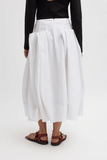 Tibi Compact Poplin Pinch Pleat Full Skirt in White