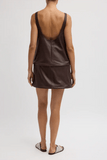 Tibi Leather Sleeveless Hoop Dress in Brown