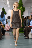 Tibi Leather Sleeveless Hoop Dress in Brown