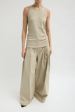 Tibi Stretch Luxe Rib Tank Top in Taupe