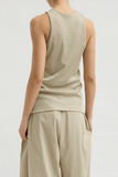Tibi Stretch Luxe Rib Tank Top in Taupe