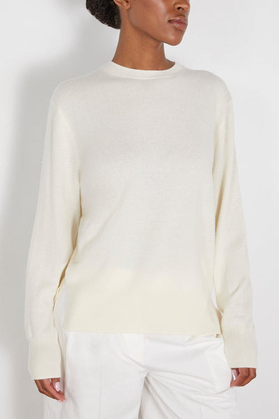 Toteme Tops Crewneck Cashmere Knit in Meringue Toteme Crewneck Cashmere Knit in Meringue