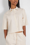 Toteme Tops Cropped Cotton-Poplin Shirt in Stone Toteme Cropped Cotton-Poplin Shirt in Stone