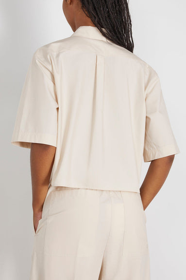 Toteme Tops Cropped Cotton-Poplin Shirt in Stone Toteme Cropped Cotton-Poplin Shirt in Stone