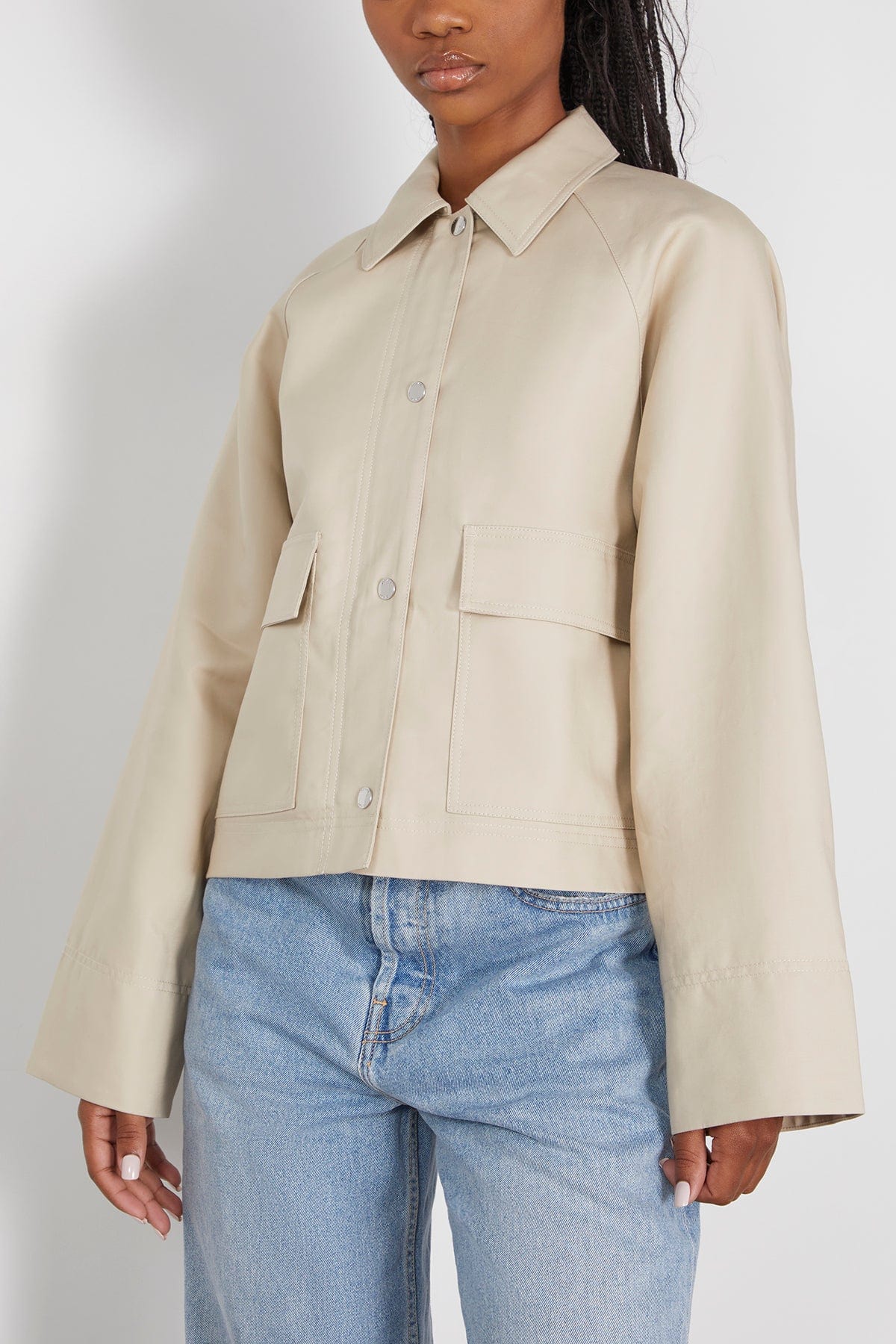 Toteme Jackets Cropped Cotton Jacket in Sand Toteme Cropped Cotton Jacket in Sand