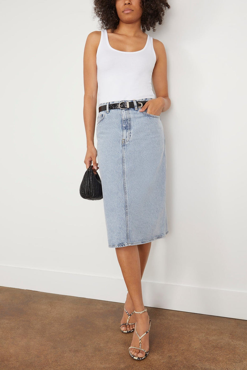 Toteme Skirts Denim Midi Skirt in Cool Blue