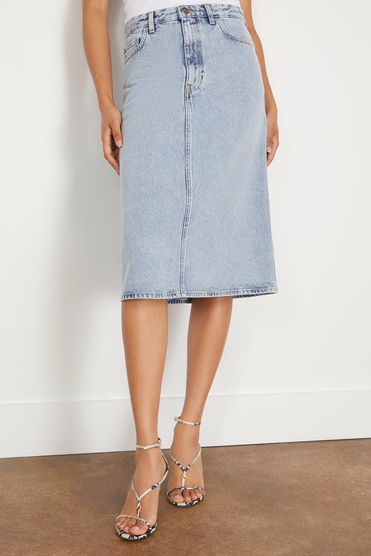 Toteme Skirts Denim Midi Skirt in Cool Blue