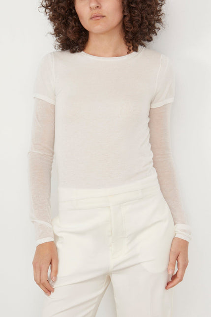 Toteme Tops Layered Knit Tee in Talc