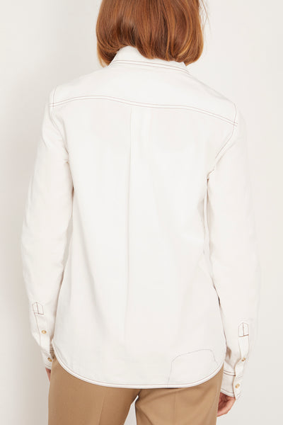 Petite Tumbled Cotton Shirt in White