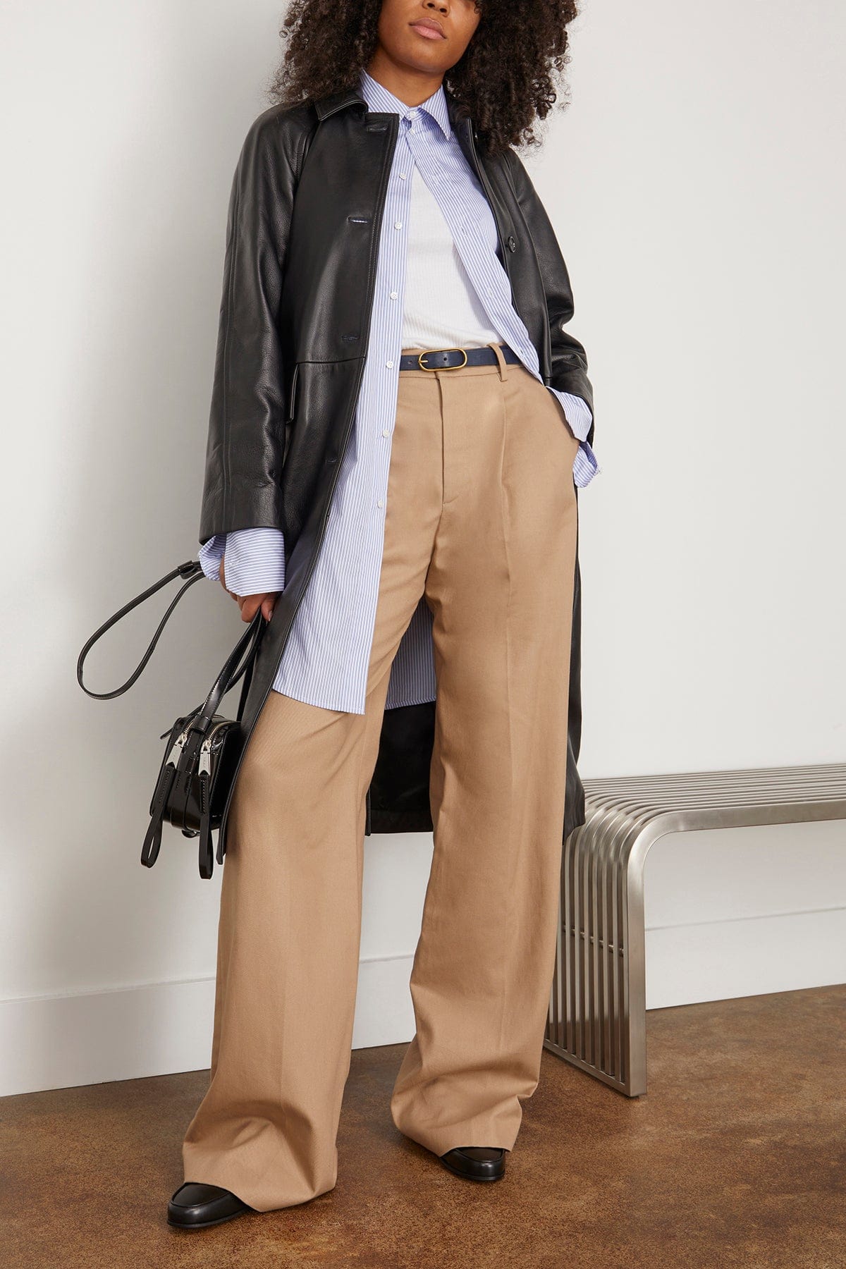 Toteme Coats Raglan-Sleeve Leather Coat in Black Toteme Raglan-Sleeve Leather Coat in Black