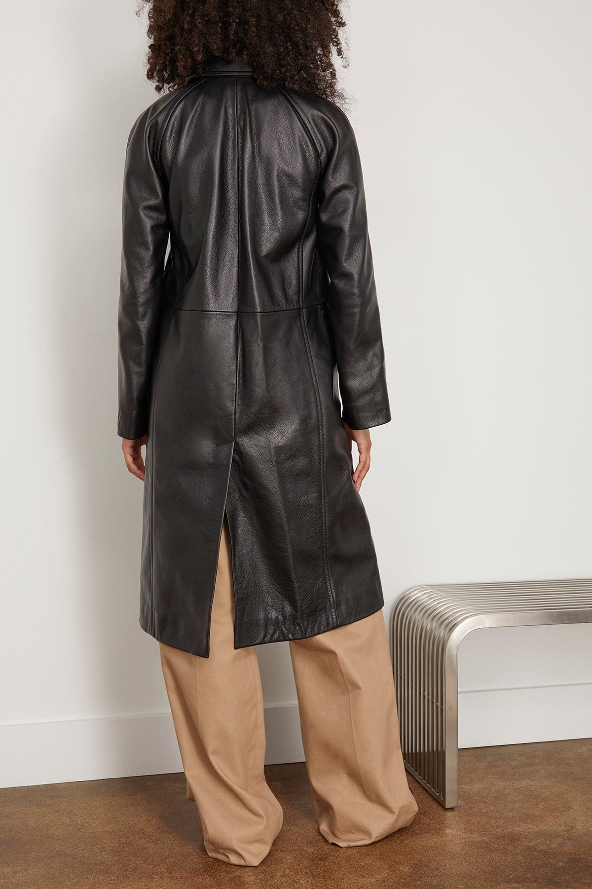 Toteme Coats Raglan-Sleeve Leather Coat in Black Toteme Raglan-Sleeve Leather Coat in Black