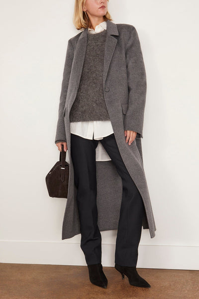 Toteme Coats Classic Double Coat in Mid Grey Melange Toteme Classic Double Coat in Mid Grey Melange