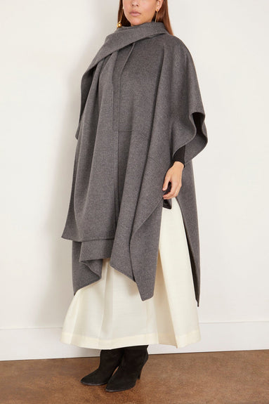 Toteme Coats Double Scarf Coat in Mid Grey Melange Toteme Double Scarf Coat in Mid Grey Melange