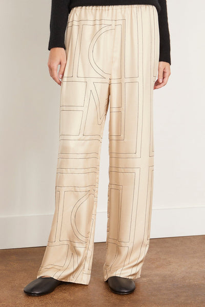 Toteme Pants Monogram Silk Pajama Bottoms in Ivory Toteme Monogram Silk Pajama Bottoms in Ivory