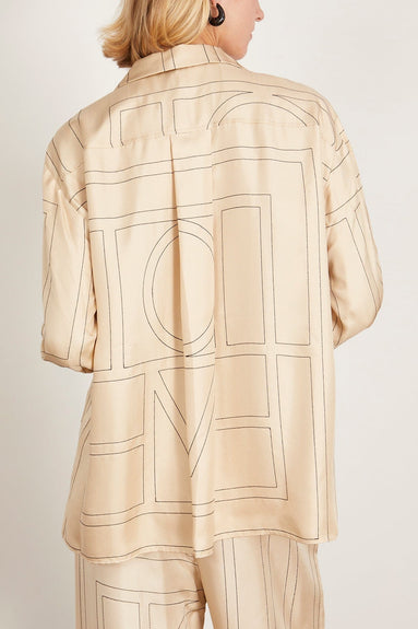 Toteme Tops Monogram Silk Pajama Top in Ivory Toteme Monogram Silk Pajama Top in Ivory