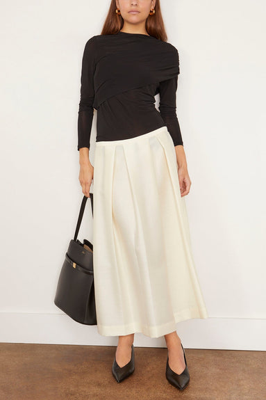 Toteme Skirts Wool Silk Twinflower Skirt in Macadamia Toteme Wool Silk Twinflower Skirt in Macadamia