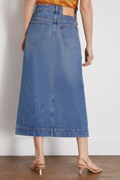 Ulla Johnson Skirts The Bea Skirt in Danube Medium Indigo Ulla Johnson The Bea Skirt in Danube Medium Indigo