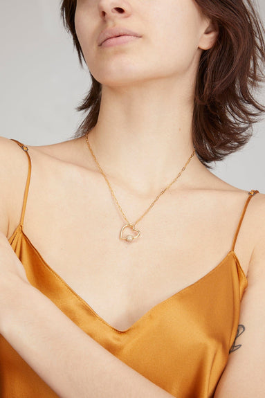 Vintage La Rose Necklaces Heart Lock Pendant with Diamond Ball Closure in 14k Yellow Gold Vintage La Rose Heart Lock Pendant with Diamond Ball Closure in 14k Yellow Gold