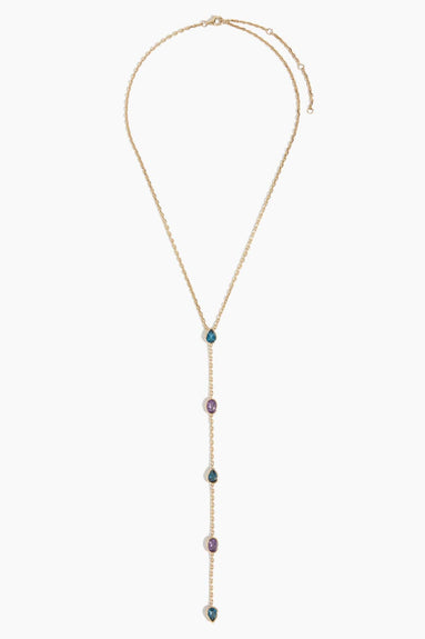 Vintage La Rose Necklaces Amethyst and Blue Topaz Lariat Necklace in 14K Gold Vintage La Rose Amethyst and Blue Topaz Lariat Necklace in 14K Gold