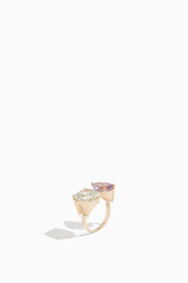 Vintage La Rose Rings Green and Purple Amethyst Dual Gemstone Ring in 14k Yellow Gold Vintage La Rose Green and Purple Amethyst Dual Gemstone Ring in 14k Yellow Gold