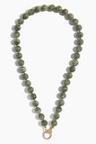 Vintage La Rose Necklaces Moss Agate Knotted Chain with Pave Clasp in 14k Yellow Gold Vintage La Rose Moss Agate Knotted Chain with Pave Clasp in 14k Yellow Gold