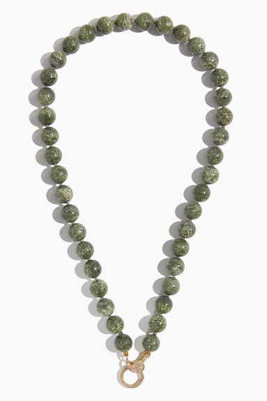 Vintage La Rose Necklaces Moss Agate Knotted Chain with Pave Clasp in 14k Yellow Gold Vintage La Rose Moss Agate Knotted Chain with Pave Clasp in 14k Yellow Gold
