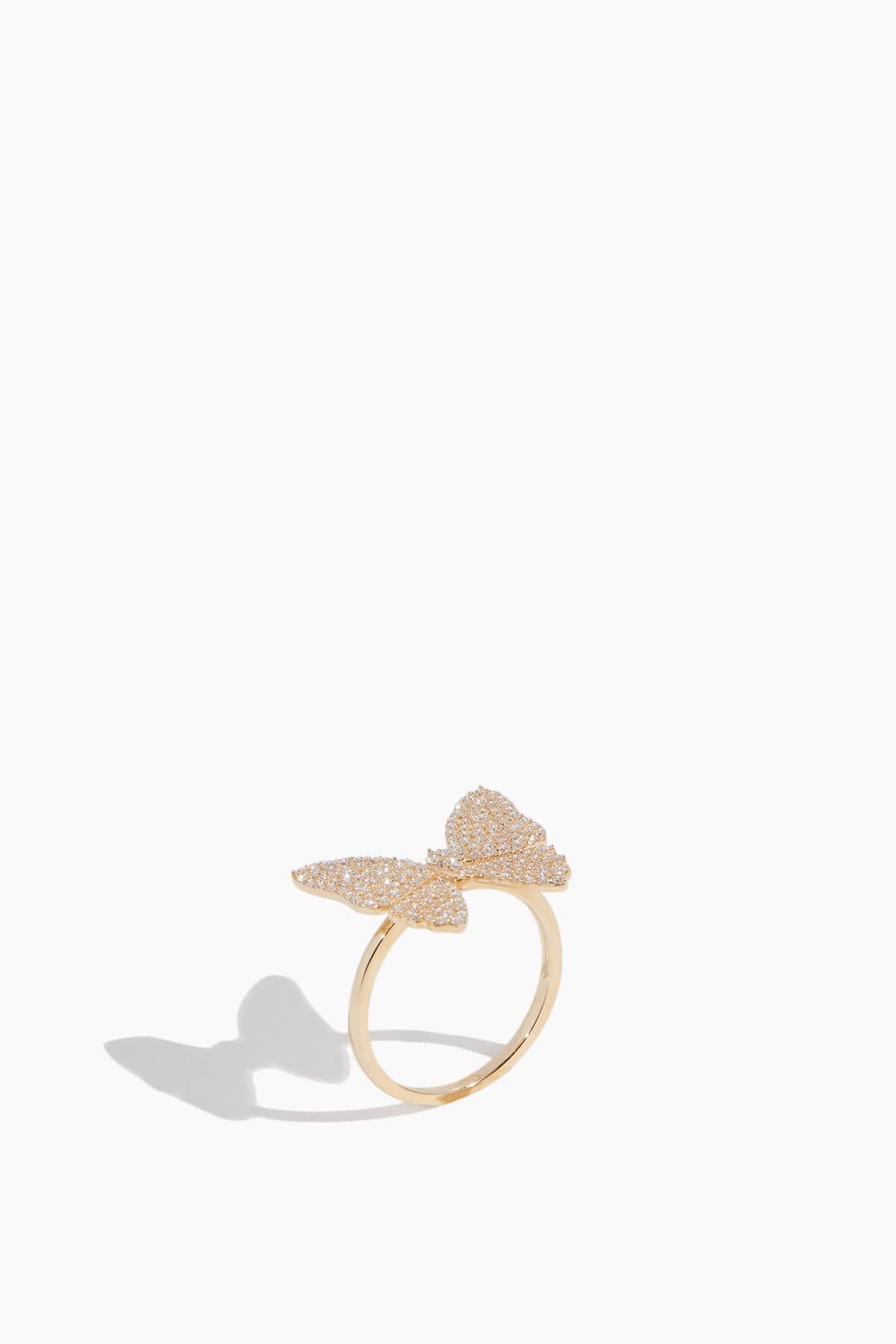 Vintage La Rose Rings Pave Butterfly Ring in 14k Yellow Gold Vintage La Rose Pave Butterfly Ring in 14k Yellow Gold
