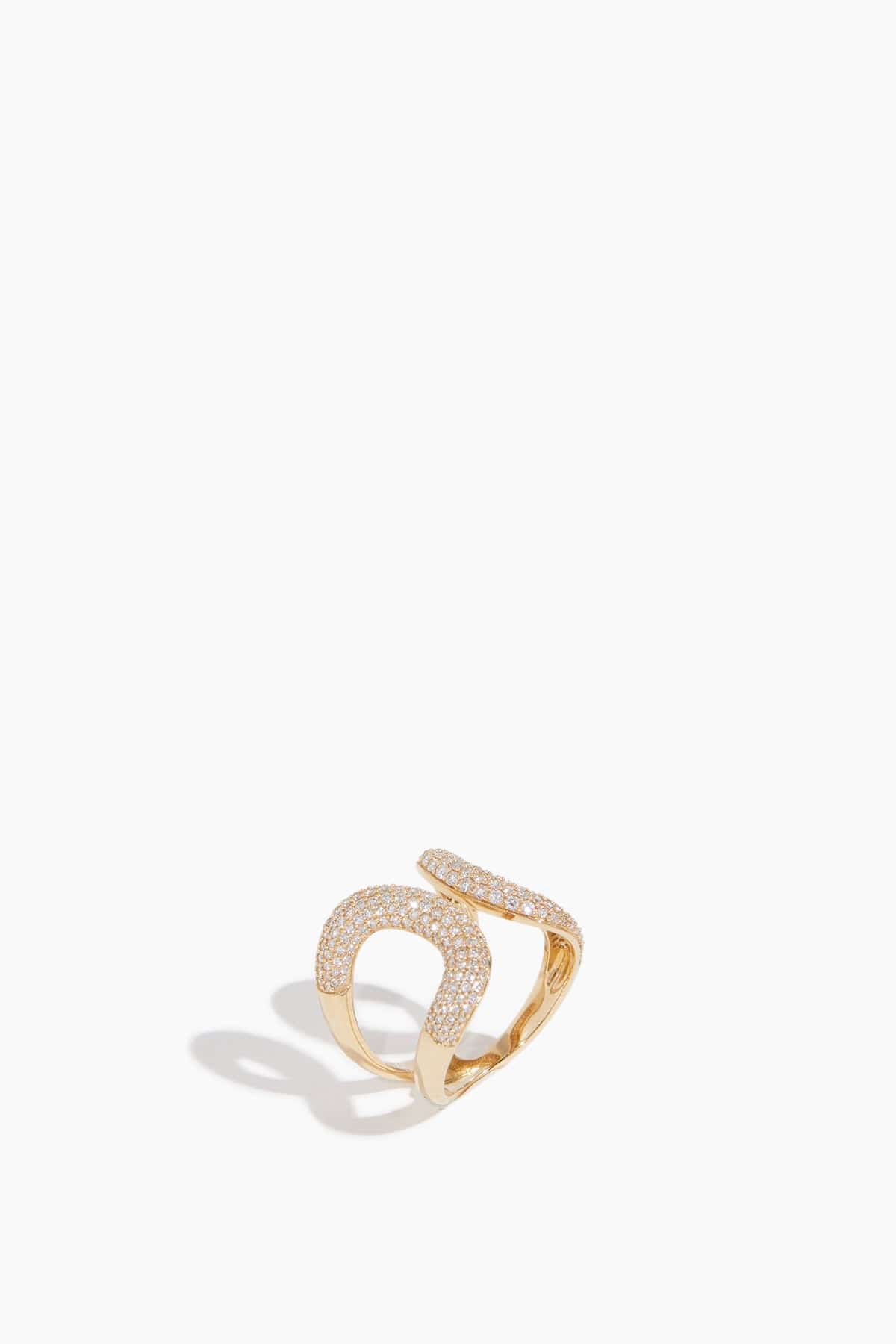 Open Cuff Rings Vintage La Rose Pave Open Cuff Ring in 14k Yellow Gold – Hampden Clothing