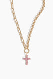 Vintage La Rose Necklaces Pink Sapphire Cross Pendant in 14k Yellow Gold Vintage La Rose Pink Sapphire Cross Pendant in 14k Yellow Gold