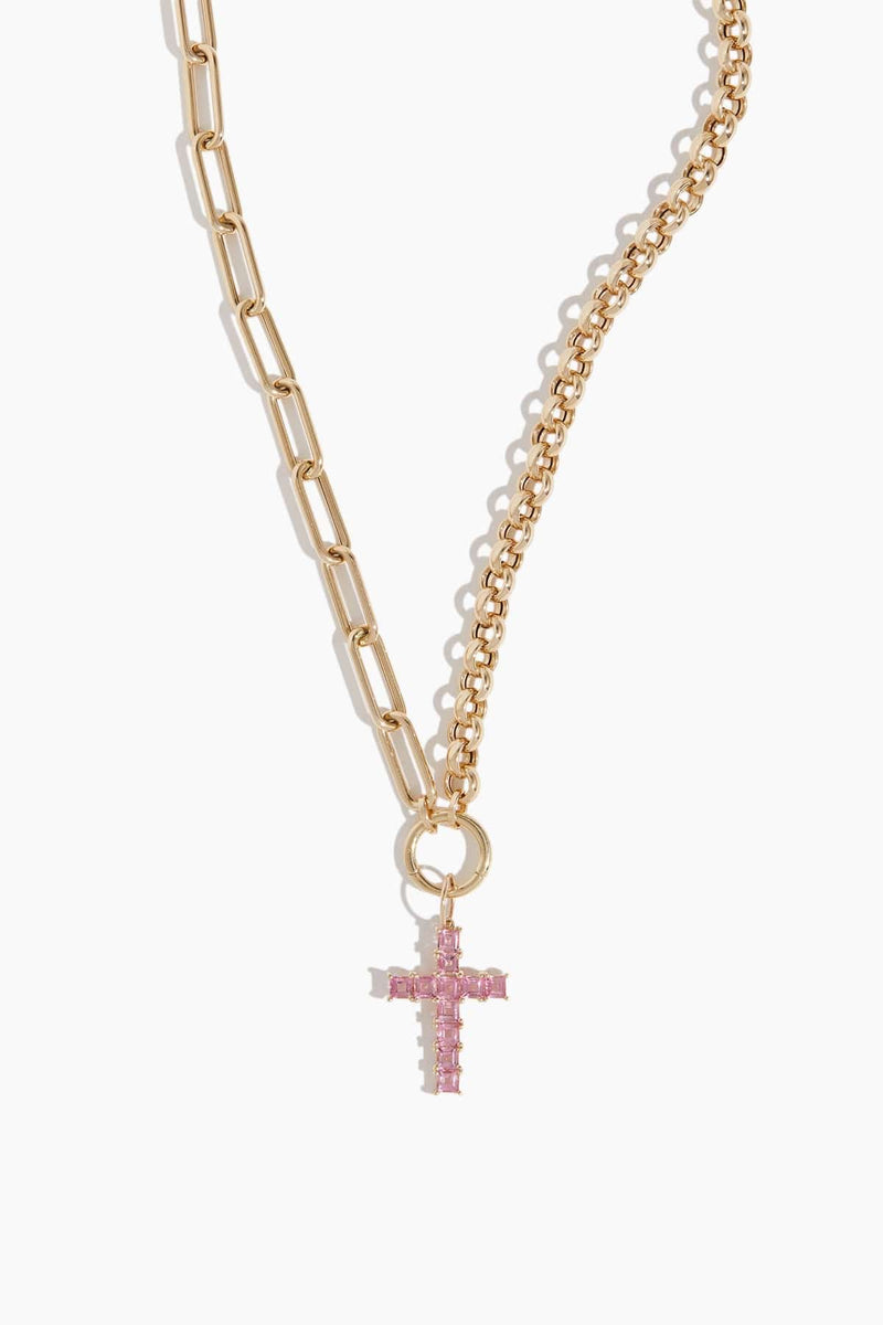 Pink sapphire sales cross necklace