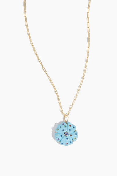 Vintage La Rose Necklaces Turquoise Flower with Sapphire Sprinkles in 14k Yellow Gold Vintage La Rose Turquoise Flower with Sapphire Sprinkles in 14k Yellow Gold